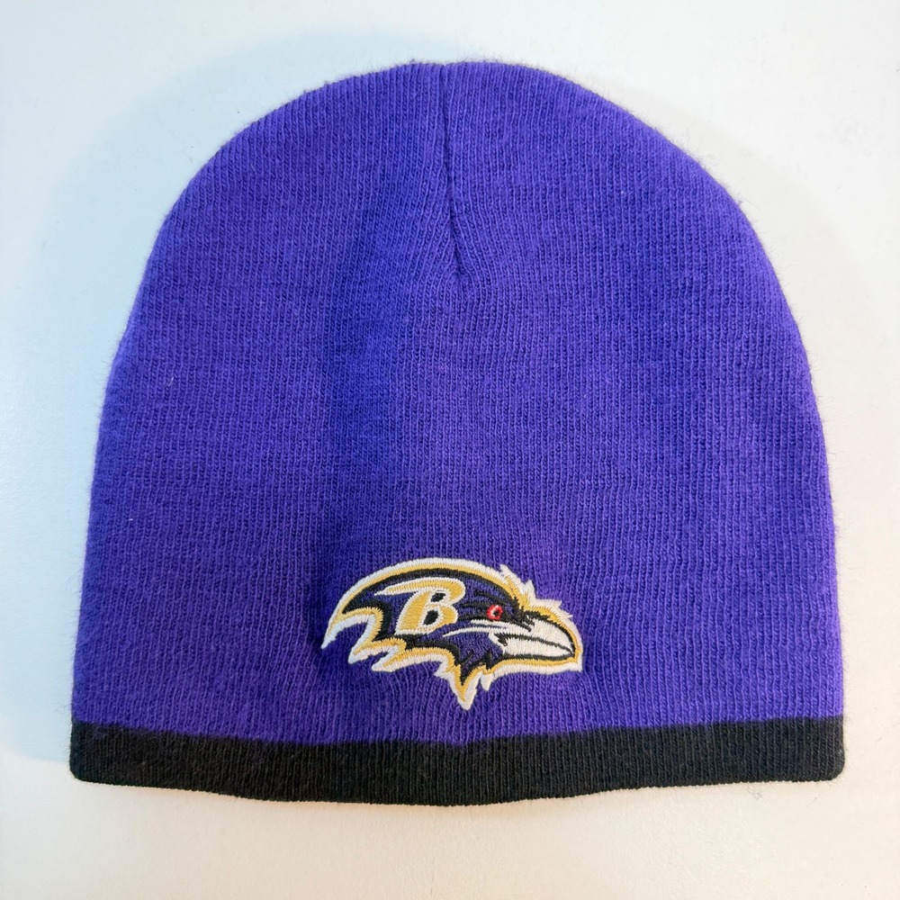 Baltimore Ravens Embroidered Knit Hat NFL Team Apparel Beanie Youth OSFA Purple